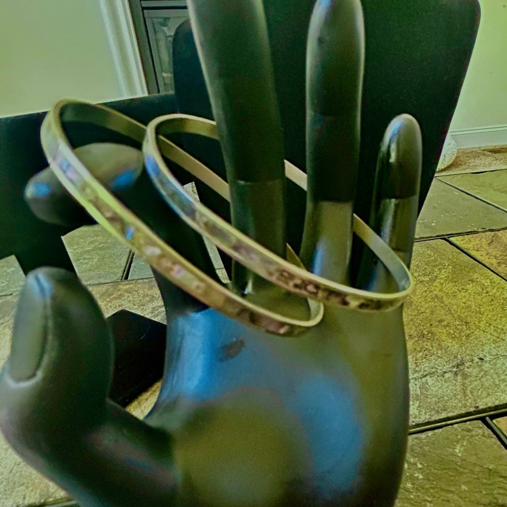 2 Silver Bangles With Alabaster From Acapulco 6” - image 3